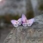 Handmade Purple Crystal Butterfly Hair Clip Flower Clip Floral Barrette Fabric Hair Accessories