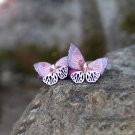 Handmade Purple Crystal Butterfly Hair Clip Flower Clip Floral Barrette Fabric Hair Accessories
