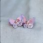 Handmade Purple Crystal Butterfly Hair Clip Flower Clip Floral Barrette Fabric Hair Accessories