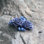 Handmade Satin Blue Rose Flower Hair Clip Barrette Floral Hair Hair Tie Medium size for girls