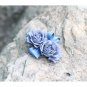Handmade Satin Blue Rose Flower Hair Clip Barrette Floral Hair Hair Tie Medium size for girls