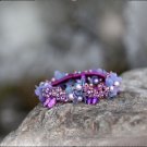 Handmade Purple Flower Hair Elastic fabric hair Tie Crystal Classic Floral Bracelet Ponytail holder