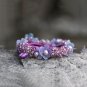 Handmade Purple Flower Hair Elastic fabric hair Tie Crystal Classic Floral Bracelet Ponytail holder