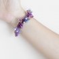 Handmade Purple Flower Hair Elastic fabric hair Tie Crystal Classic Floral Bracelet Ponytail holder