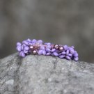 Handmade Purple Flower Hair Elastic fabric hair Tie Crystal Classic Floral Bracelet Ponytail holder