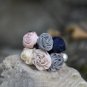Handmade Rose Flower Row Hair Elastic Set of 2 Fabric Classic Floral ponytail holder Tie for girls