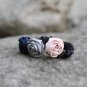 Handmade Rose Flower Row Hair Elastic Set of 2 Fabric Classic Floral ponytail holder Tie for girls