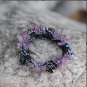 Handmade Gray Flower Hair Elastic fabric hair Tie Crystal Classic Floral Bracelet Ponytail holder