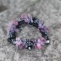 Handmade Gray Flower Hair Elastic fabric hair Tie Crystal Classic Floral Bracelet Ponytail holder