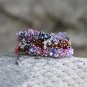 Handmade Gray Flower Hair Elastic fabric hair Tie Crystal Classic Floral Bracelet Ponytail holder