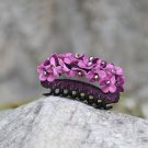 Purple Handmade Flower Hair Clip Crystal Hair Claw Floral  Blossom Flower Fabric Barrette Jaw Clip