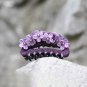 Purple Handmade Flower Hair Clip Crystal Hair Claw Floral Blossom Flower Fabric Barrette Jaw Clip