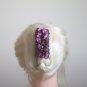 Purple Handmade Flower Hair Clip Crystal Hair Claw Floral Blossom Flower Fabric Barrette Jaw Clip