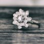 Natural Pearl Sterling Silver Lotus Flower Nature Ring Floral Botanical Ring for her