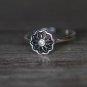 Antique Sterling Silver Lotus Flower Adjustable Yoga Nature Ring Botanical Zen Thin Ring