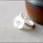 Dainty Plum blossom Flower Sterling Silver Natural White Crystal Adjustable Nature Botanical Ring