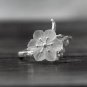 Dainty Plum blossom Flower Sterling Silver Natural White Crystal Adjustable Nature Botanical Ring