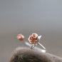 Rose Gold Flower 925 Sterling Silver Dainty Ring Gold Vermeil Adjustable Elegant Nature Ring
