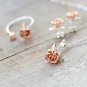 Rose Gold Flower 925 Sterling Silver Dainty Ring Gold Vermeil Adjustable Elegant Nature Ring