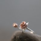 Rose Gold Flower 925 Sterling Silver Dainty Ring Gold Vermeil Adjustable Elegant Nature Ring