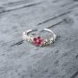 SOLD Dainty Pink blossom Flower Sterling Silver Ring Thin Adjustable Elegant Nature Botanical Ring