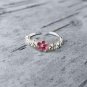 SOLD Dainty Pink blossom Flower Sterling Silver Ring Thin Adjustable Elegant Nature Botanical Ring