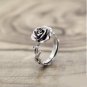 Vintage Rose FlowerSterling Silver Dainty Ring Antique Adjustable Elegant Nature Botanical Ring