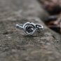 Vintage Rose FlowerSterling Silver Dainty Ring Antique Adjustable Elegant Nature Botanical Ring