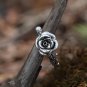 Vintage Rose FlowerSterling Silver Dainty Ring Antique Adjustable Elegant Nature Botanical Ring
