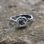 Vintage Rose FlowerSterling Silver Dainty Ring Antique Adjustable Elegant Nature Botanical Ring