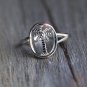 Palm Tree Sterling Silver Dainty Ring Antique Adjustable Elegant Nature Botanical Ring for Her