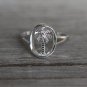 Palm Tree Sterling Silver Dainty Ring Antique Adjustable Elegant Nature Botanical Ring for Her