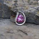 Pink Heart Crystal Necklace Swarovski Crystal Dainty Silver Delicate Elegant Gemstone Necklace