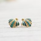 Sea Shell Crystal Earrings Turquoise Exotic Ocean Beach Earrings for Sea Lover Blue Pierced Earrings