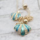 Sea Shell Crystal Necklace Turquoise Exotic Ocean Beach Jewelry for Sea Lover Turquoise Pendant
