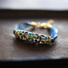 Handmade Golden Blue Flower Wrist Chain Boho Floral Lobster Clasp Dainty Bohemia Bracelet Beach