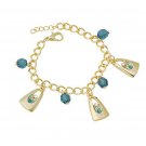 Sapphire Blue Crystal Bracelet Celestial Blue Bohemia Lobster Clasp Golden Crystal Jewelry