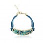 Handmade Golden Blue Flower Wrist Chain Boho Floral Lobster Clasp Dainty Bohemia Bracelet Beach