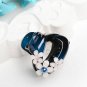 Handmade Something Blue Sapphire Blue Small Crystal Hair Clip Claw Barrette Flower Poneytail Holder