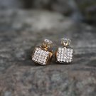 Gold crystal earrings Double-sided Statement Earrings Geometric Earrings Square Pierced Earrings