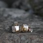 Gold crystal earrings Double-sided Statement Earrings Geometric Earrings Square Pierced Earrings