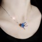Flying Bird Necklace 925 Sterling Silver Enamel Necklace Dainty Swallow Necklace for Bird Lover