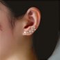 Crystal Flower Ear Jacket 925 Sterling Silver Leaf Ear Crawler Nature Floral Ear Climbers