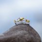 Sterling Silver Bird Ring Golden Flower and Animal Ring Floral Nature Minimal Ring