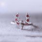 Pink Flower Deer Antler Floral Ring 925 Sterling Silver Animal Ring Adjustable Christmas Nautre Ring