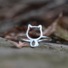 925 Sterling Silver Cat Silhouette Ring Dainty Adjustable Ring Kids Kitty Kitten Handmade Cute Ring