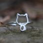 925 Sterling Silver Cat Silhouette Ring Dainty Adjustable Ring Kids Kitty Kitten Handmade Cute Ring