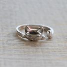 3D Sterling Silver Cat Head Silhouette Ring 3 Dimensional Animal Ring Cute Kitty Dainty Ring