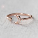 Crescent Moon Ring Rose Gold Vermeil Dainty Ring Adjustable Sterling Silver Celestial Cute Ring