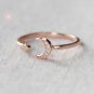 Crescent Moon Ring Rose Gold Vermeil Dainty Ring Adjustable Sterling Silver Celestial Cute Ring